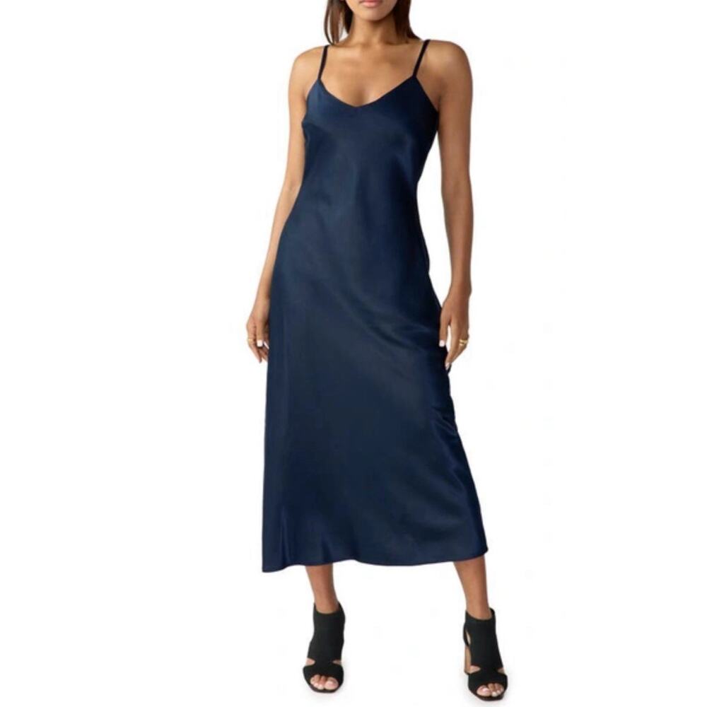 Sanctuary Womens Long Navy Slip Dress With Adjustable Straps Size Lg